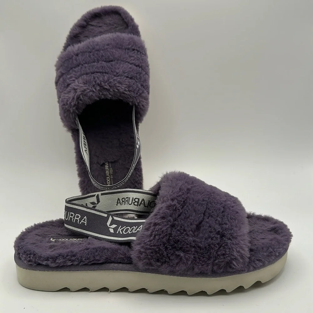 Koolaburra by UGG Girl Fuzzy‎ Back Strap Slippers in Purple Size 4